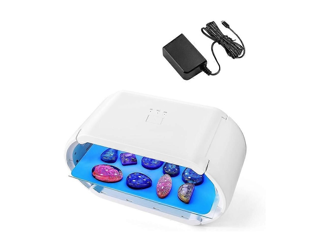 Lámpara UV para resina 2 en 1, lámpara UV de doble cara de curado más rápido con 48 LED, ajuste de tiempo regulable, enchufe europeo GOKOCO