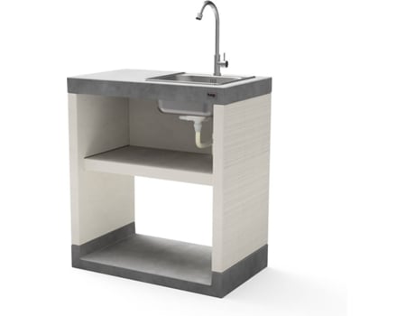 Módulo para Barbacoa TUOZI Plan/Venit 1 con fregadero y grifo (Blanco, Gris - 78x47x88cm)