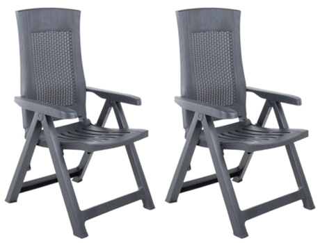 Conjunto 2 Silla de exterior VIDAXL Antracita Plástico (59x67x106 cm)