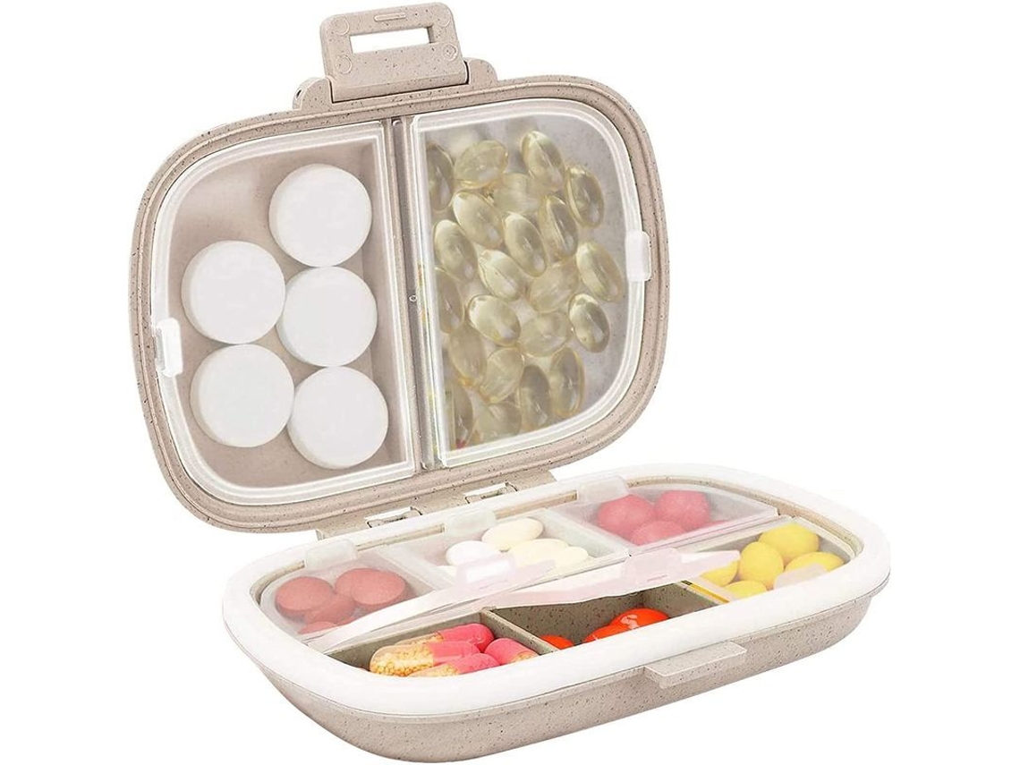 Organizador Diario De Medicamentos, Estuche Portátil Con 8 Compartimentos Para Vitaminas Y Aceite De Hígado De Bacalao.
