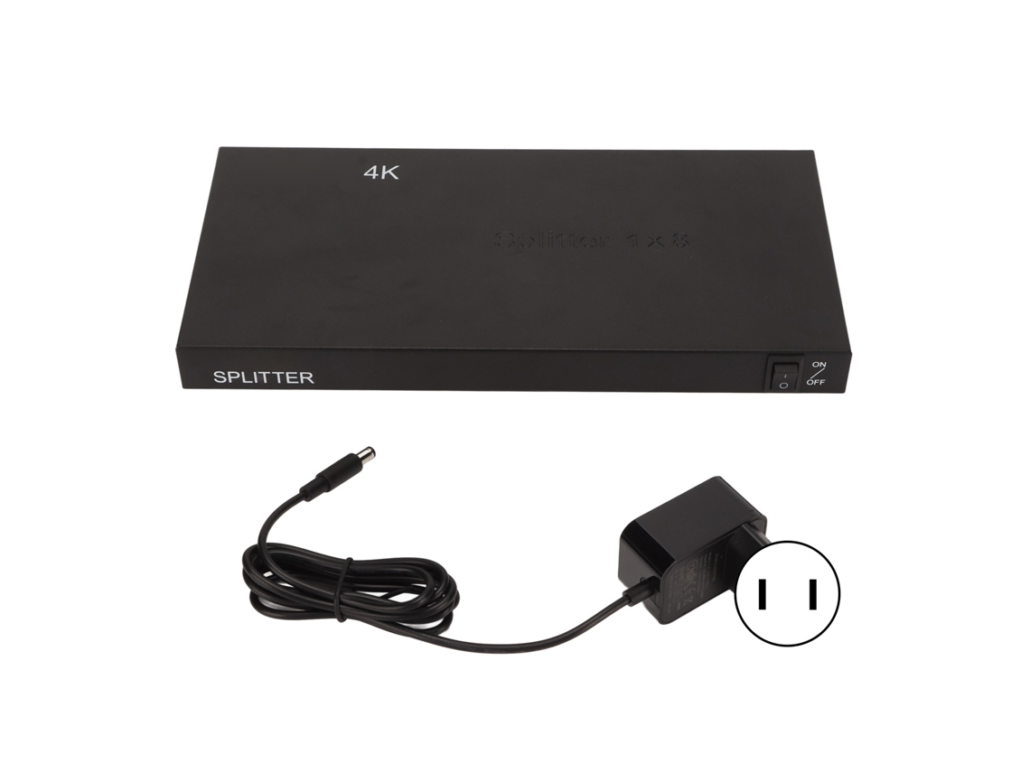 Divisor De Interfaz Multimedia 4k Hd 1x8, Distribuidor De Audio Y Video Con Cargador De Enchufe Estadounidense Para Ps3, 4, 5, Switch, Tv Y Pc.