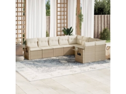 Conjunto de sofá de jardín de 9 piezas con cojines, mimbre sintético beige, Dkd Home Decor