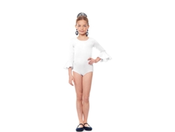 Body o maillot Sevillana Licra con Volante blanco para niña