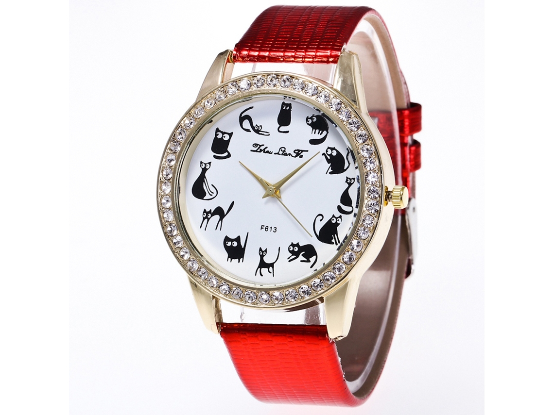 Reloj De Pulsera Unisex De Moda Con Correa De Pu Y Movimiento De Cuarzo (rojo)
