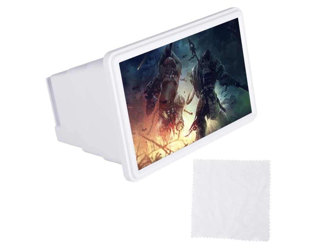 Lupa De Pantalla Para Teléfono Con 3x Zoom, 12 Pulgadas Hd, Soporte Retráctil Lazy, Blanco