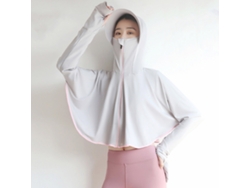 Chaqueta Con Capucha Para Mujer De Seda Fresca Gris Con Protección Solar, Máscara Y Orificio Para El Pulgar.