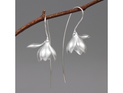 Pendientes De Plata De Ley S925 Con Elegantes Colgantes De Diseño De Flor De Magnolia Para Mujer.