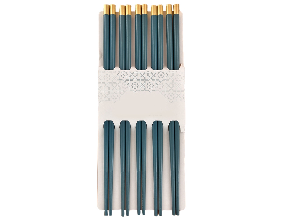 Palillos de aleación antideslizantes - 5 pares para el hogar y el restaurante JEIIBRZUI