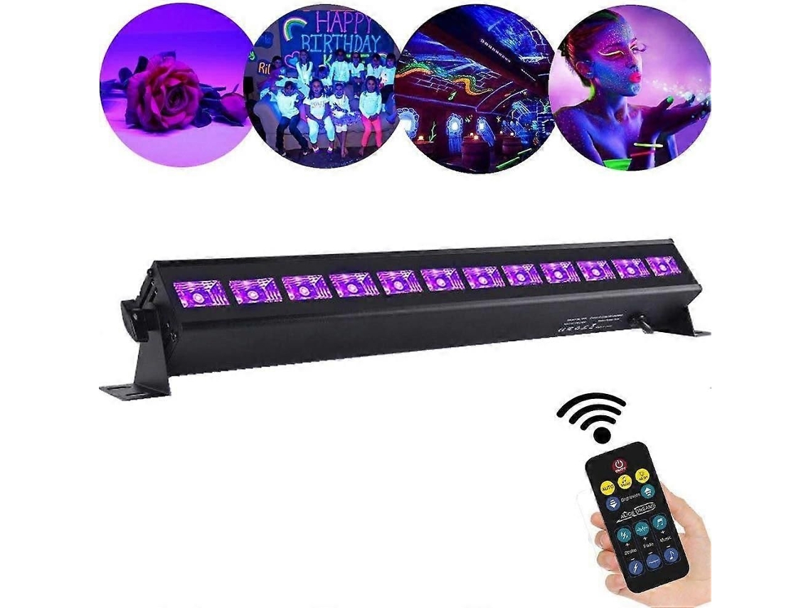 Barra de luz UV nueva 2025, foco UV de 36 W, color púrpura, 12 LED, lámpara negra para montaje en pared y escenario GOKOCO