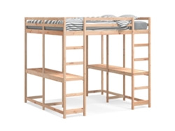 Maison Exclusive - Cama Alta Con Escritorio Y Escalera Madera Maciza 160x200 Cm