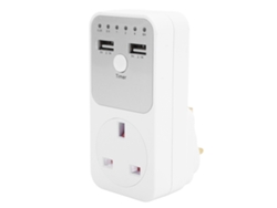 Enchufe programable de doble control con 2 puertos USB, enchufe exterior multifuncional para frigorífico, conector británico.