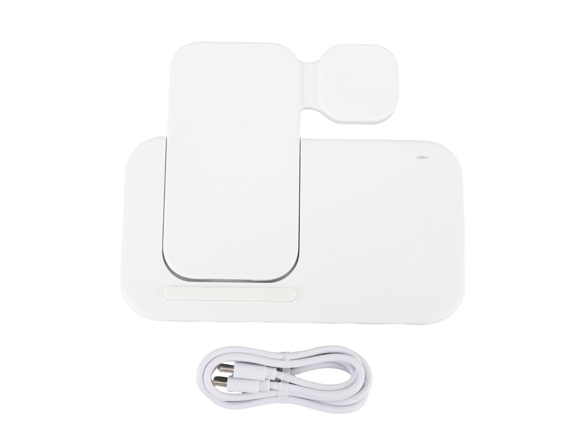 Cargador Inalámbrico De 4 En 1 Con Soporte Plegable Para Iwatch, Teléfono Y Auriculares 15w