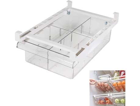 Contenedores organizadores para cajones de nevera, con asa extraíble, soporte para estante de caja de almacenamiento para nevera, contenedor transp...