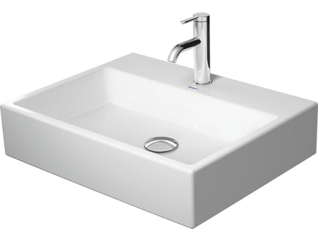 Lavabo DURAVIT Vero Air 60x47cm, sin rebosadero, con banco con agujero para grifo, 1 agujero para grifo, pared trasera lijada y acristalada