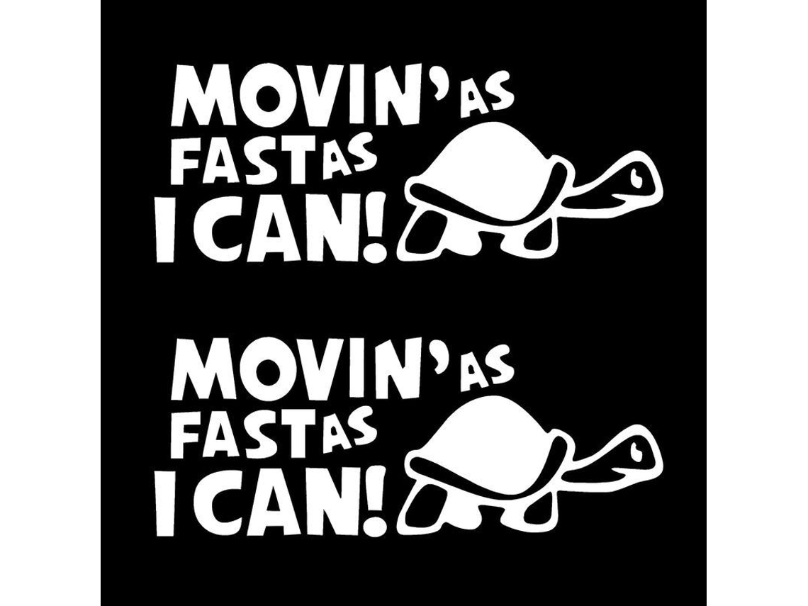 2026-2 Pegatinas Tortuga Móvil Rápido Para Coche Impermeable Adhesivo Divertido Blanco