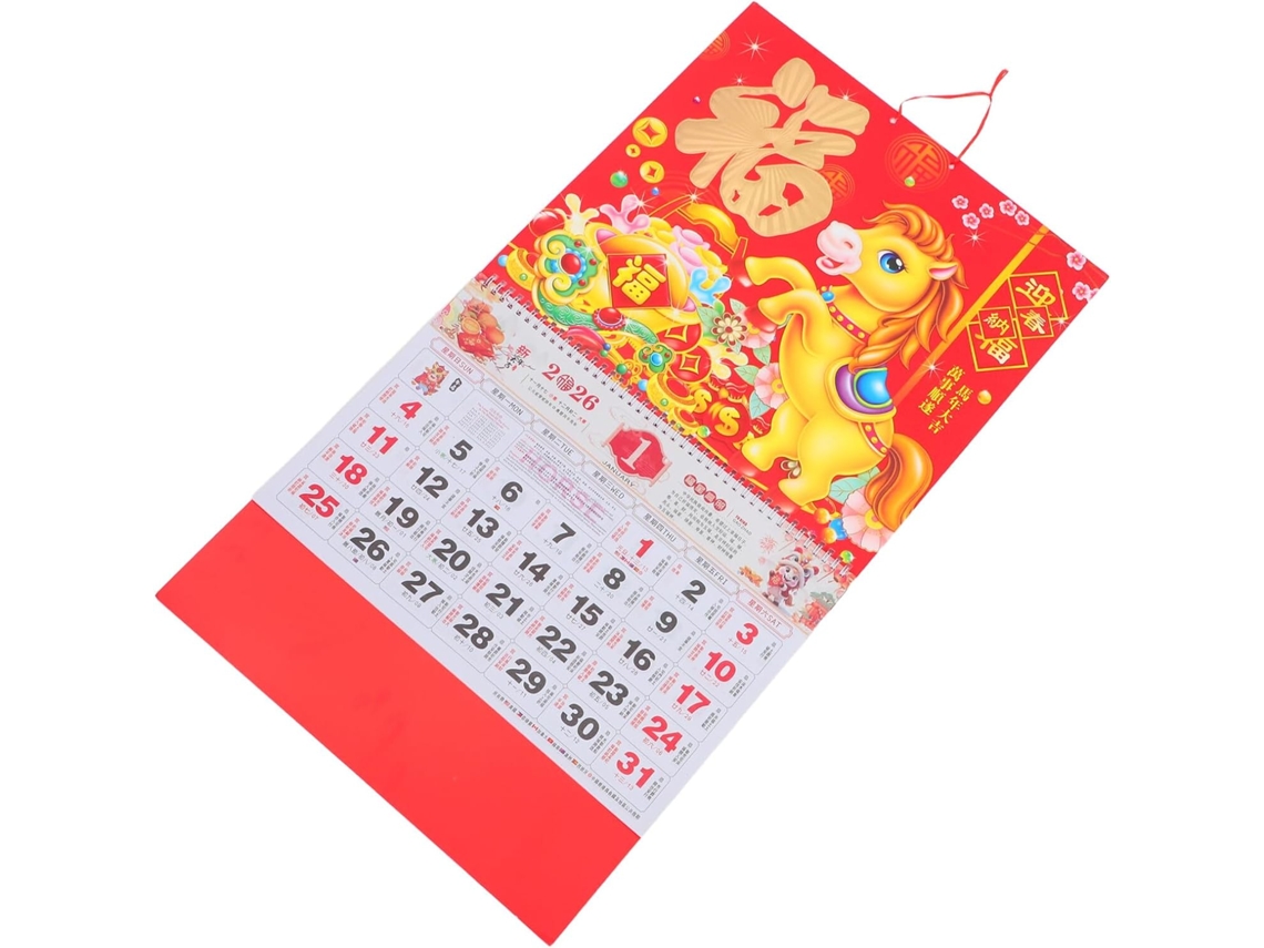Calendário De Parede Chinês, Ano Do Cavalo, Lunar Mensal Decorativo E Funcional Para Casa E Escritório,