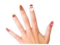 Pack de 10 Uñas Figuras Navideñas con adhesivo