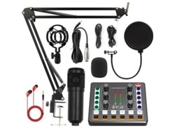 Micrófono de condensador profesional BM800, tarjeta de sonido M8 Cuich, equipo de grabación de podcast (negro)