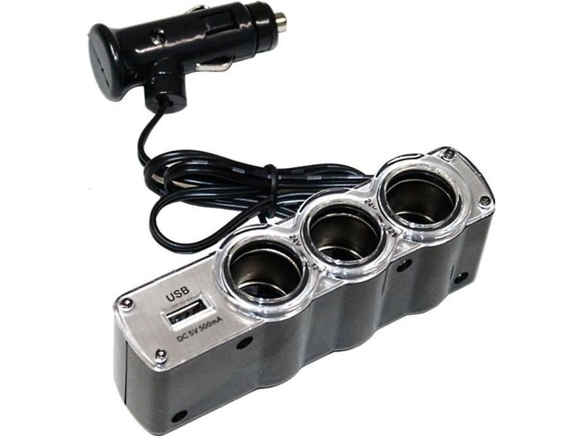 Mechero Multitoma Splitter 3x Enchufes + Usb Mechero Coche
