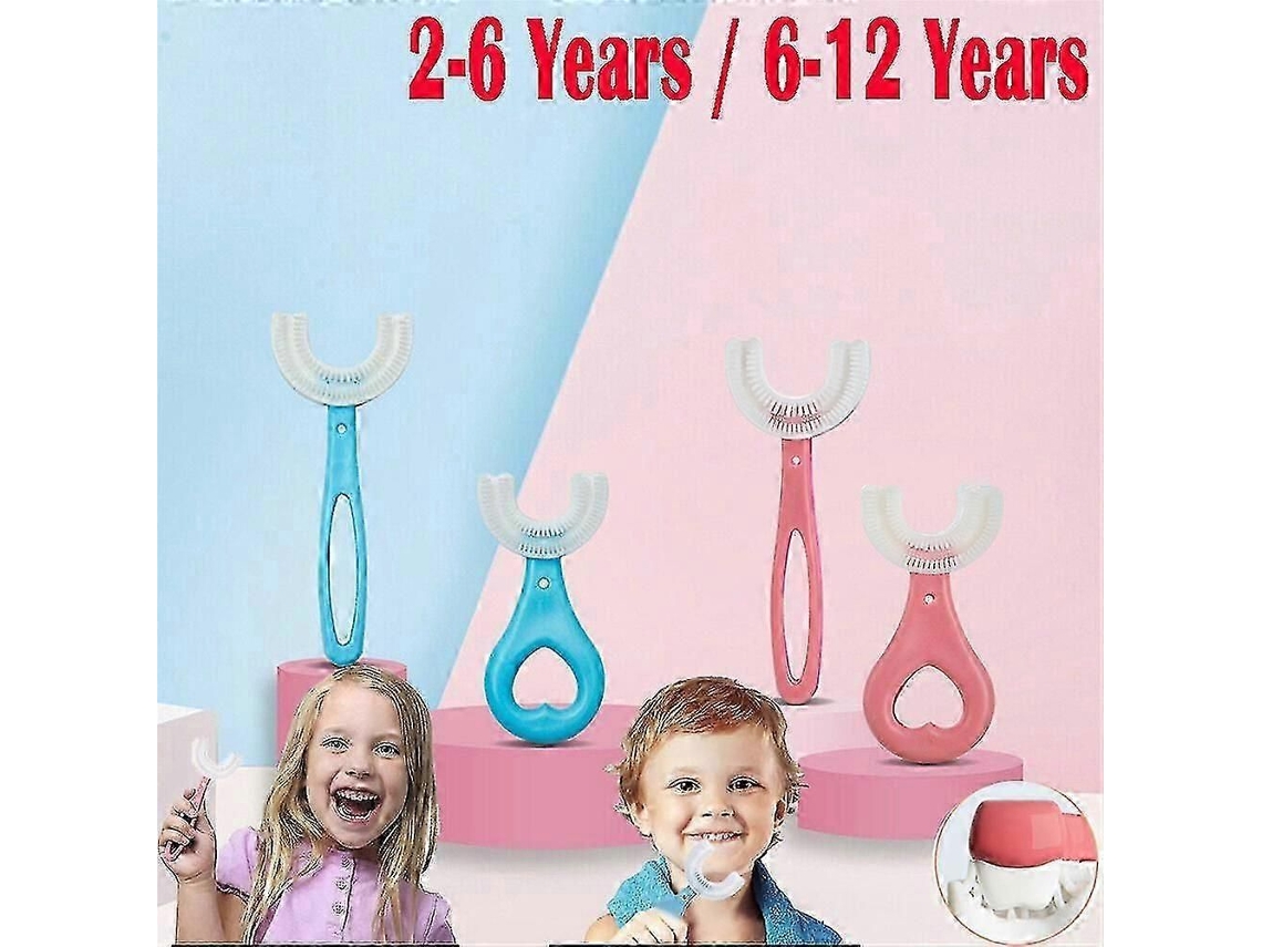 Cepillo de dientes de silicona en forma de U para niños, limpieza manual, edades de 2 a 12 años, GOKOCO
