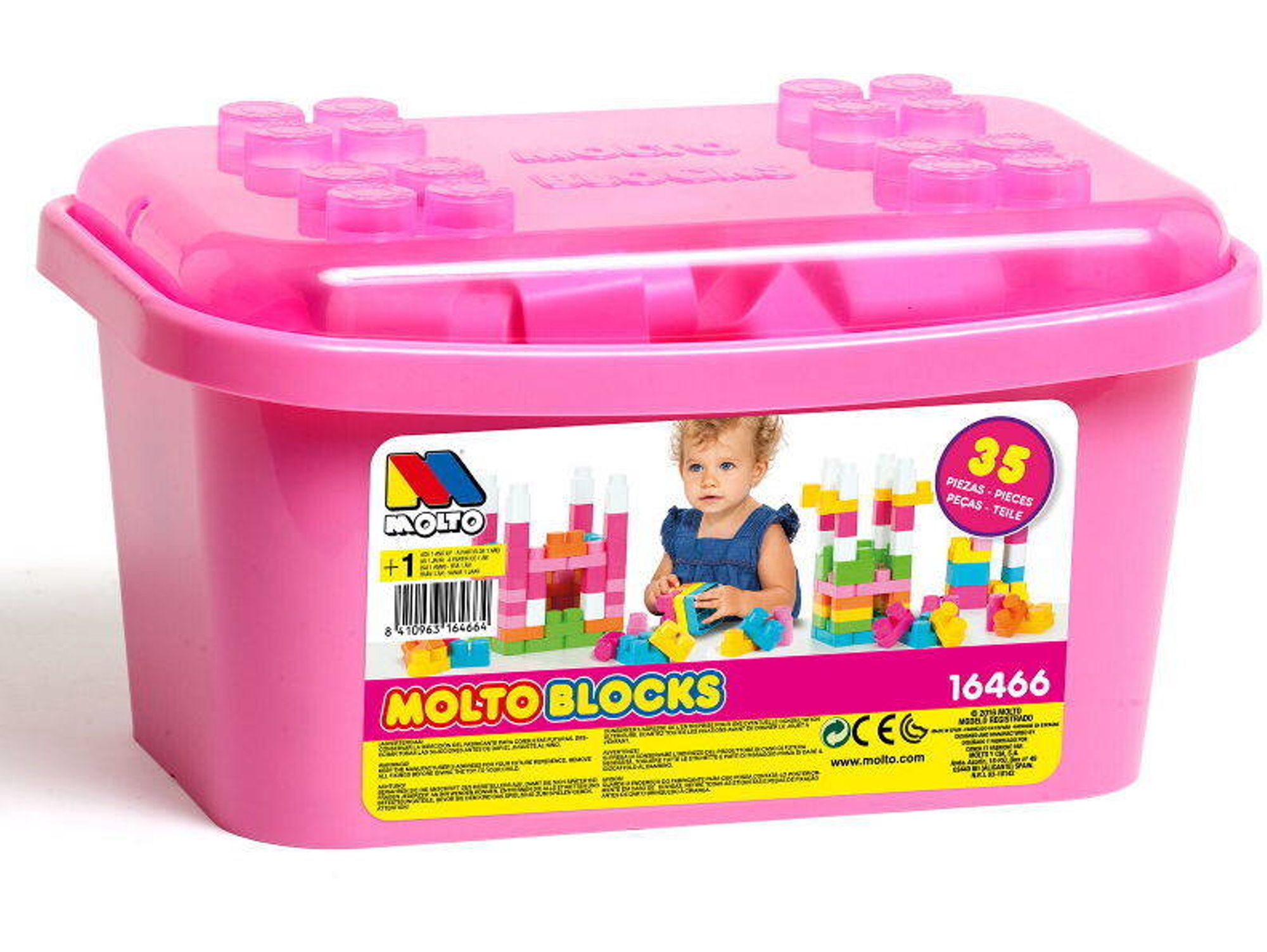 Blocs de Construcción MOLTO Box Blocos 35 Pcs Rosa (Edad Mínima: 1 Año - 35 Piezas)