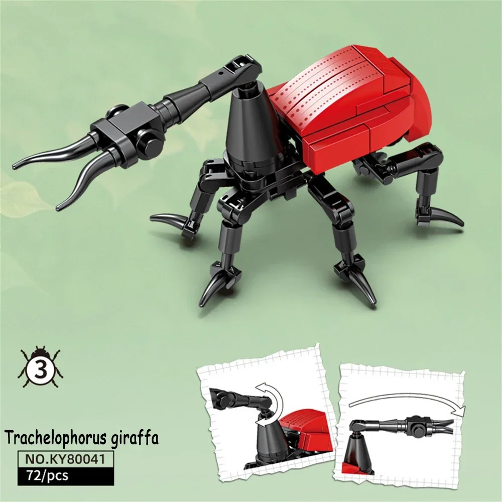 Juego de bloques de construcción con forma de insecto, ideal para niños, exquisito modelo coleccionable MDUG