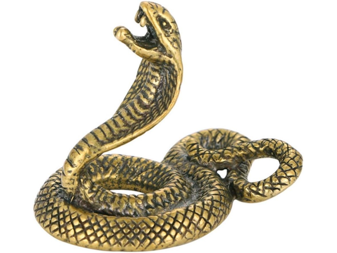 Estatua Decorativa Serpiente Latón Dorado Plana Ahorra Espacio Diseño Único Delicado Decoración Oficina Hogar