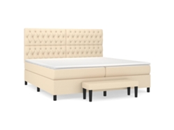 Maison Exclusive - Cama Box Spring Con Colchón Tela Color Crema 200x200 Cm