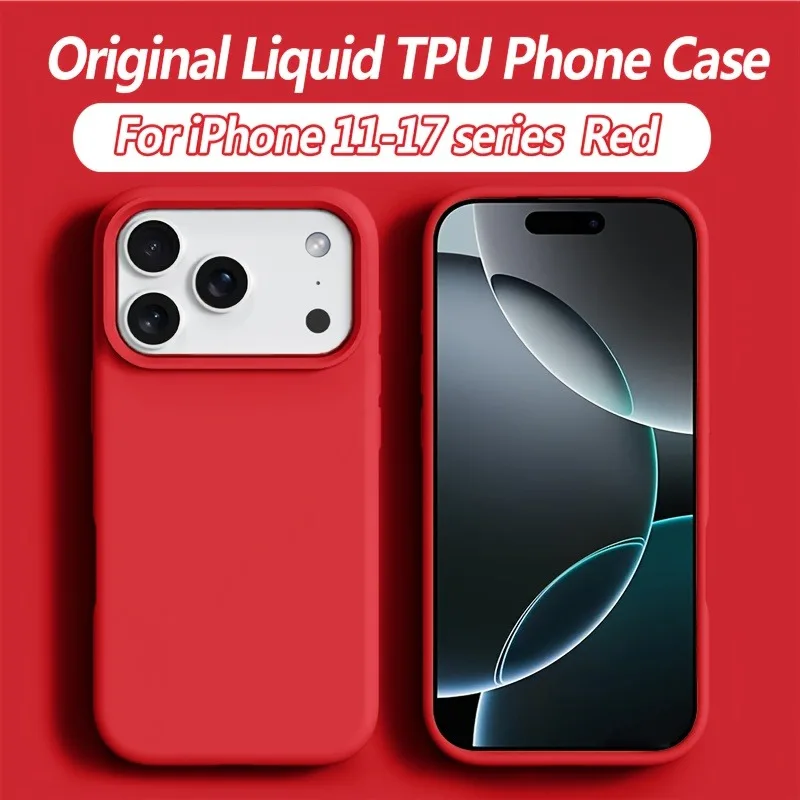 (iphone 12 Pro Max Rojo) Funda Protectora De Silicona Líquida A Prueba De Golpes Para Iphone, Cubierta Protectora Suave