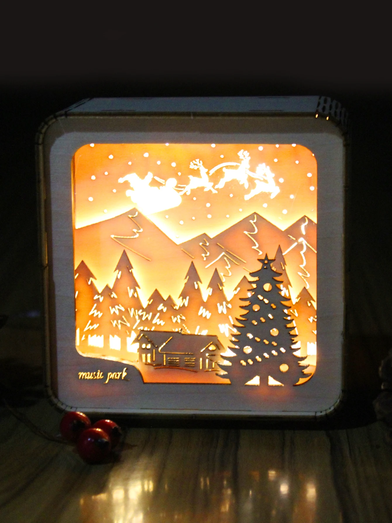 (feliz Navidad) Set De Rompecabezas 3d De Madera Con Luz Nocturna
