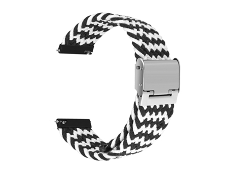 Correa de reloj inteligente trenzada de nailon con hebilla de metal universal de 22 mm (W negro blanco)