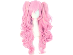 Peruca Rosa-claro Com Forma De Personagem, Rabo De Cavalo Duplo, Cachos Ondulados, Ideal Para Festas