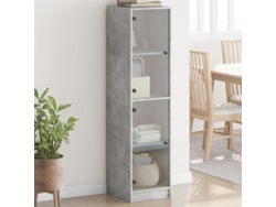 Aparador | Aparador De Comedor | Armario De Cocina Con Puertas De Vidrio Gris Hormigón 35x37x142 Cm