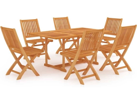 Conjunto 7 Conjunto de comedor de jardín VIDAXL madera maciza de teca