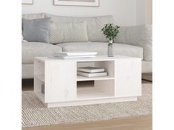 Mesa de Centro de Apoyo 90X49X40,5 Cm Madera de Pino Maciza Blanco