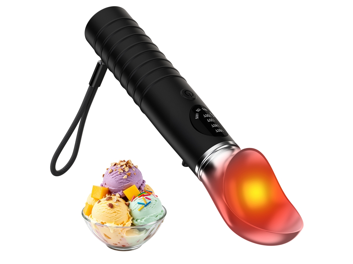 Cuchara Para Helado Con Calefacción, Desmontable, 4 Niveles De Temperatura, Pantalla Led, Para Helados Duros Y Postres Congelados (negro) Czhhmart