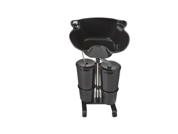 Lavabo para champú, altura regulable, sistema de doble cubeta, negro.