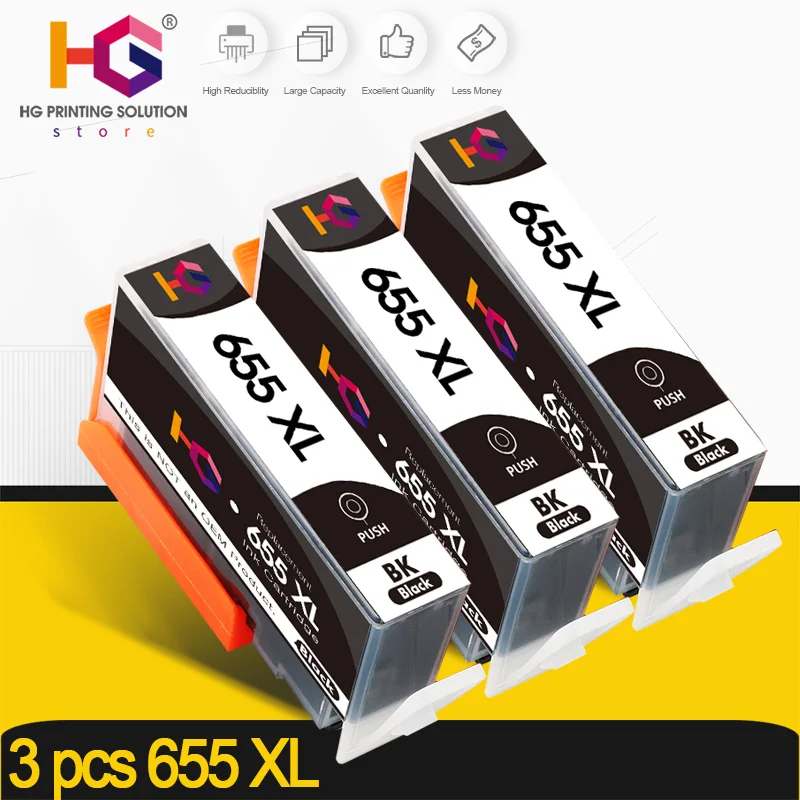 3 Cartuchos De Tinta Hp 655alizeo Para Hp 655 Xl Con Chip Para Impresoras Hp Deskjet 6520, 6525 Y 6625.