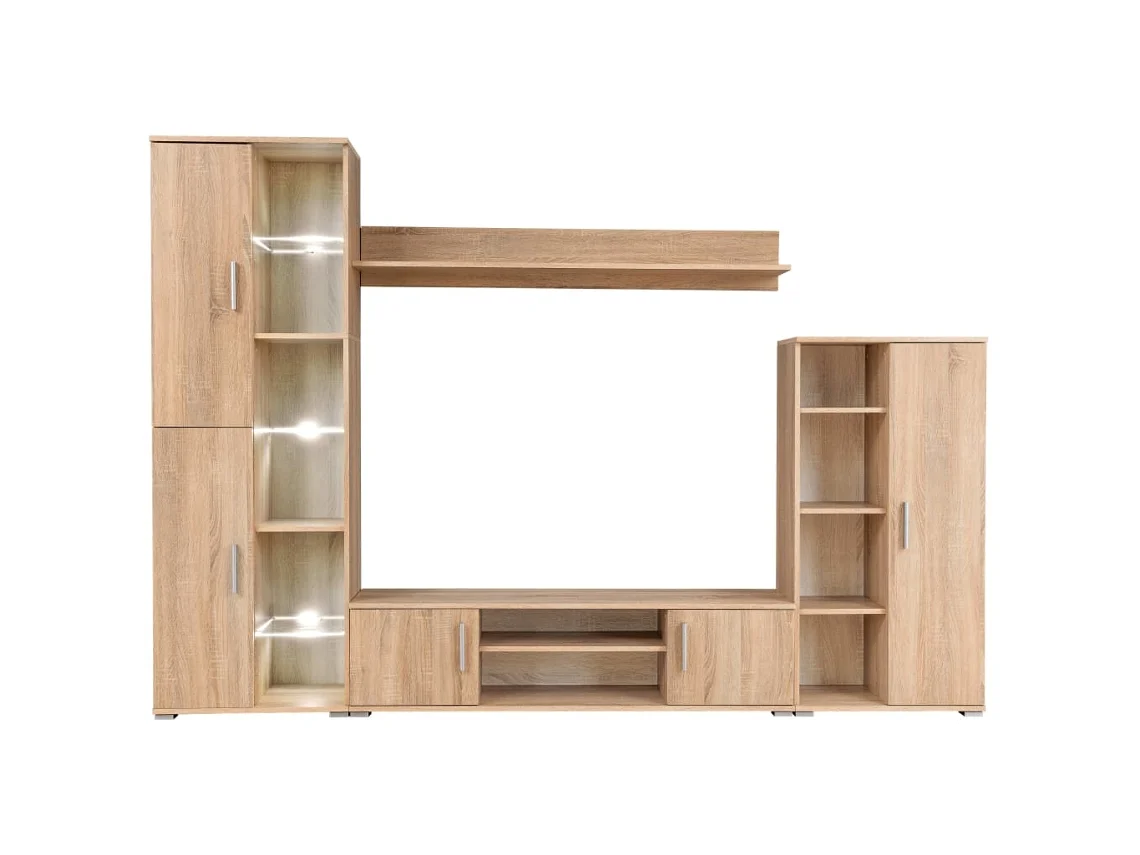 Mueble de TV de pared con luces LED, Roble Sonoma, MAISON EXCLUSIVE