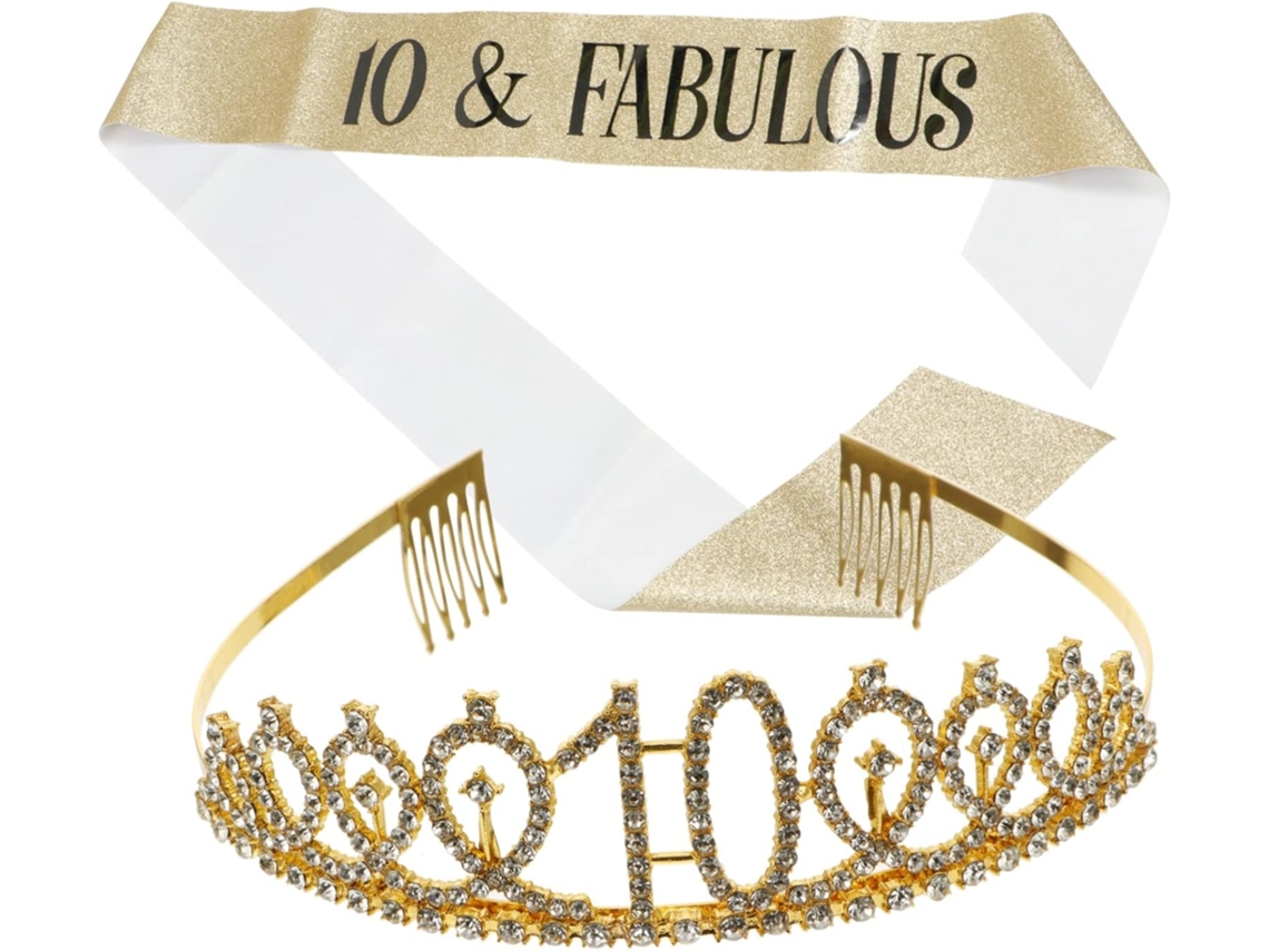 Conjunto De 3 Cintos E Coroas De Aniversário Modernos Com Strass Brilhantes