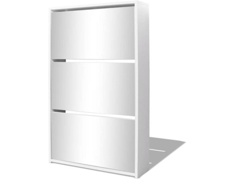 vidaXL Mueble zapatero blanco 3 compartimentos con espejo 63x17x102,5 cm