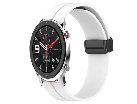 Correa de reloj inteligente para Amazfit GTR 47 mm 22 mm Correa de reloj de silicona con cierre magnético de color sólido (blanco)