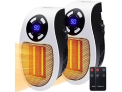 Calentador eléctrico portátil, pequeño y seguro con control remoto y pantalla LED (2 unidades) Cuich