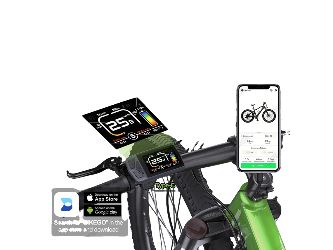 Pantalla para bicicleta eléctrica, conector de 5 pines, compatible con nivel PAS, EKD01