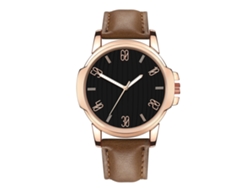 Reloj De Pulsera De Aleación Para Hombre Con Esfera Redonda Y Movimiento De Cuarzo, Color Marrón Oscuro Y Negro.