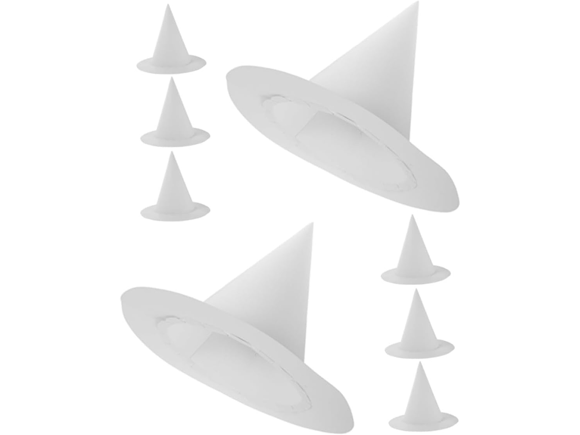 Sombreros De Bruja De Papel Blanco De 8 Piezas Para Que Niños Y Niñas Los Pinten Y Decoren. Accesorios.
