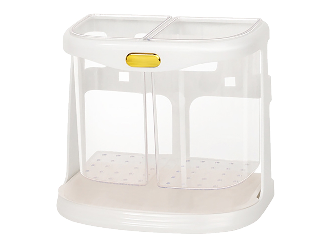 Cubo escurridor de cubiertos y palillos de pared con doble compartimento, color blanco