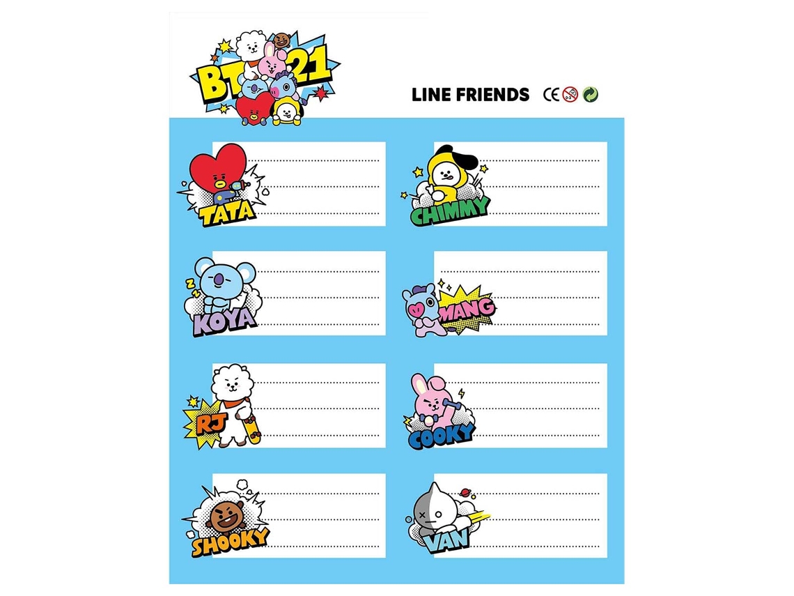 Juego de 16 etiquetas adhesivas con diseños de Tata y Chimmy para cuadernos y libros.