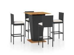 Maison Exclusive - Set De Muebles De Bar De Jardín 5 Pzas Y Cojines Ratán Pe Negro