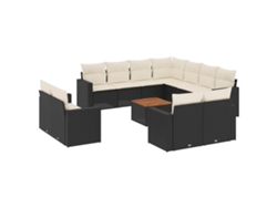 Maison Exclusive - Set De Sofás De Jardín Y Cojines 12 Pzas Ratán Sintético Negro